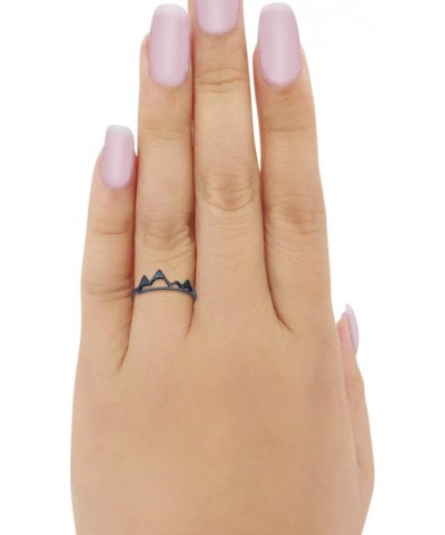 Mountain Band Ring Solid 925 Sterling Silver Black Tone $11.19 Rings