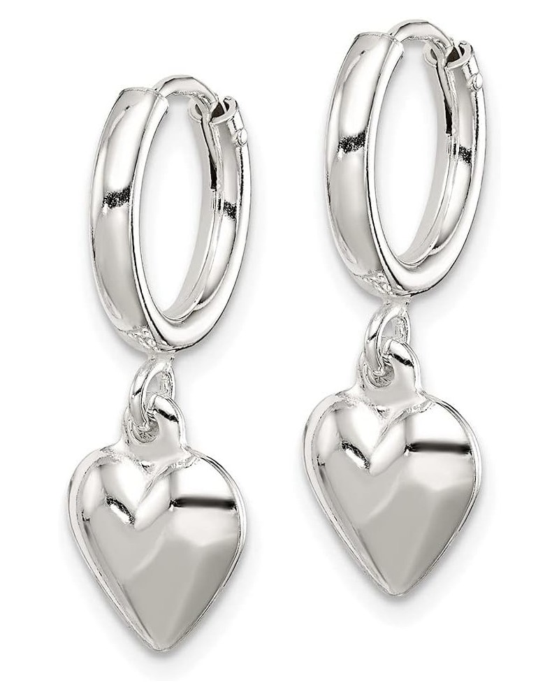 925 Sterling Silver Puff Heart Dangle Hoop Earrings Fine Jewelry for Women (L-25 mm W-25 mm) $19.78 Earrings