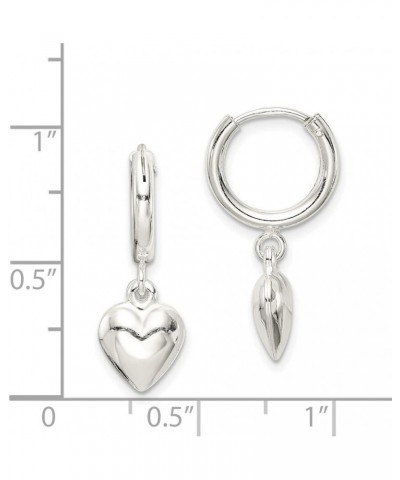 925 Sterling Silver Puff Heart Dangle Hoop Earrings Fine Jewelry for Women (L-25 mm W-25 mm) $19.78 Earrings