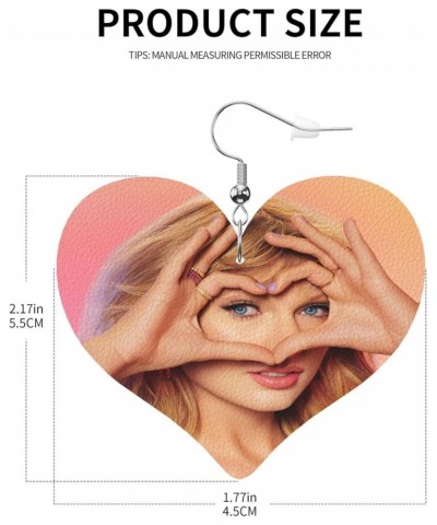 Lightweight Faux Leather Earrings Jewelry, Singer Double-Sided Heart Shaped Earring With 925 Silver Hook Singer 5 $8.69 Earrings