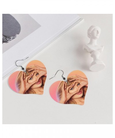 Lightweight Faux Leather Earrings Jewelry, Singer Double-Sided Heart Shaped Earring With 925 Silver Hook Singer 5 $8.69 Earrings