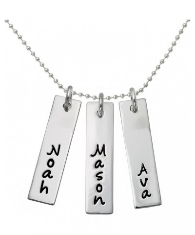 Shiny Three Bar Sterling Silver Personalized Necklace. Includes 3 Customized Charms and your Choice of Sterling Silver Chain....