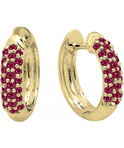 0.30 Carat (ctw) 14K Ladies Pave Set Huggies Hoop Earrings 1/3 CT, Yellow Gold Ruby $155.18 Earrings