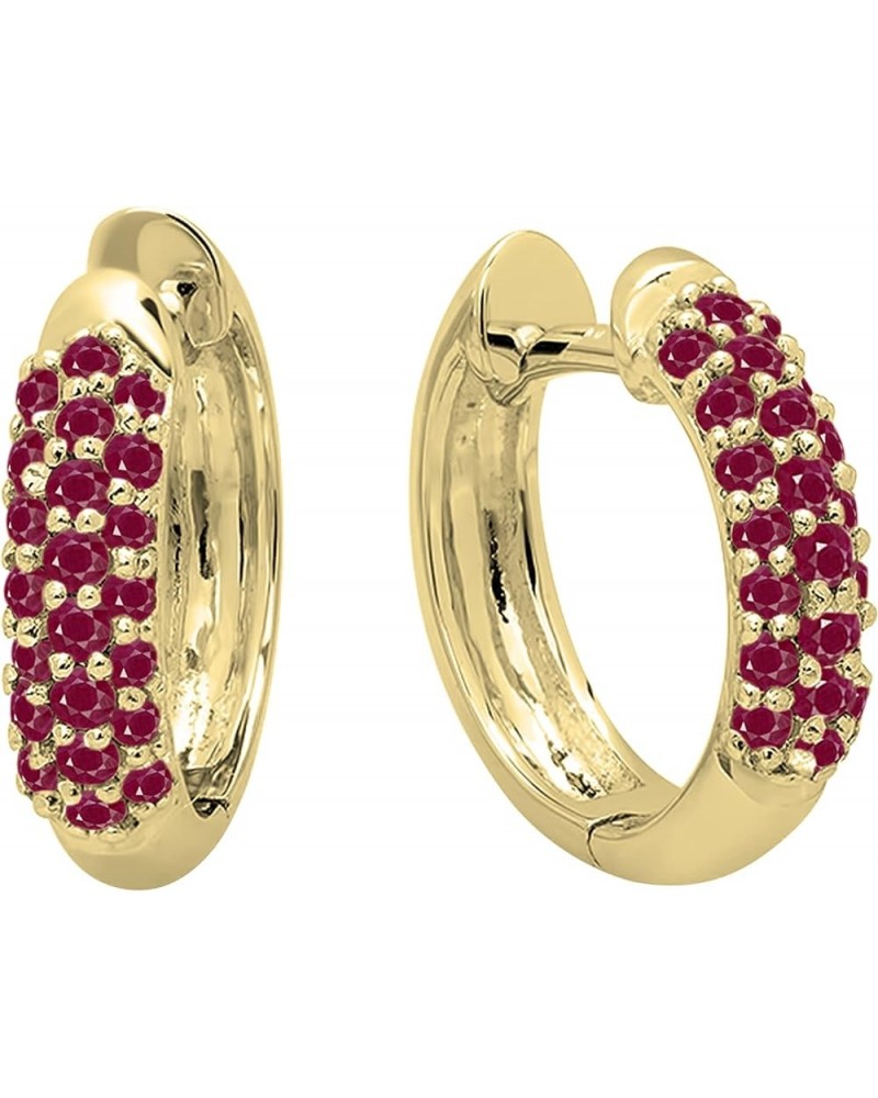 0.30 Carat (ctw) 14K Ladies Pave Set Huggies Hoop Earrings 1/3 CT, Yellow Gold Ruby $155.18 Earrings