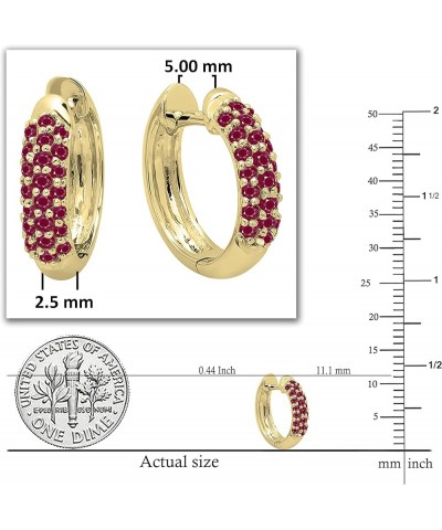 0.30 Carat (ctw) 14K Ladies Pave Set Huggies Hoop Earrings 1/3 CT, Yellow Gold Ruby $155.18 Earrings