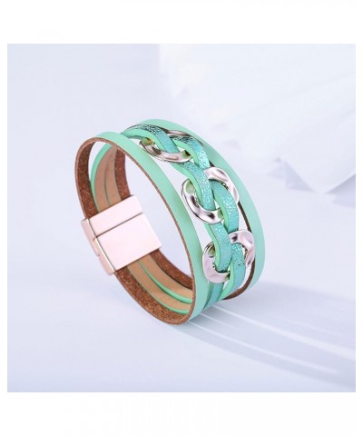 Leather Bracelet for Women Multilayer Turquoise Bead Bracelet Boho Cuff Bracelet Bohemian Pu Leather Wristbands Bangle for Gi...