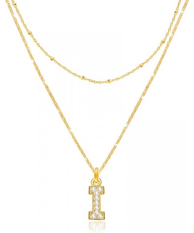 Ninejuize 14K Gold Plated Necklace for Women Initial Necklaces A-Z Letter Necklace Rhinestone Layering Necklaces I $6.95 Neck...