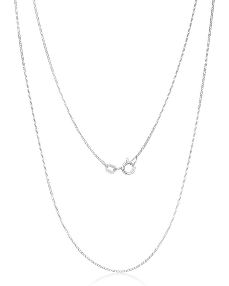 .925 Sterling Silver 0.7mm, 0.9mm, 1.1mm, 1.3mm, 1.5mm or 1.7mm Box Chain Necklace, Made In Italy 18 Inches 0.9mm $14.40 Neck...