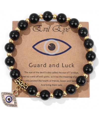 Evil Eye Bracelet for Women Men Natural Stone Beads Handmade Bracelet Inspirational Bracelet with Gift Message Card Kabbalah ...