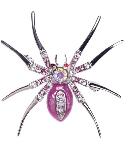 Unisex Alloy Spider Rhinestone Modern Pin Broochs Pink $7.34 Brooches & Pins