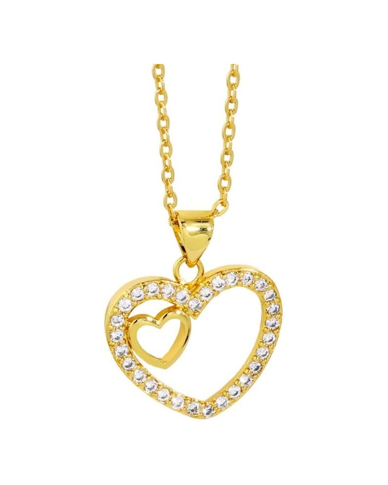 14K Gold Plated Heart Necklace for Women | Cubic Zirconia Heart Choker Necklace | Pearls Crystals Heart Necklace Style-2 $5.3...