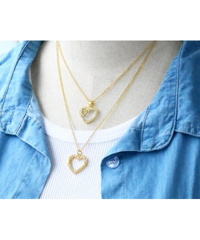 14K Gold Plated Heart Necklace for Women | Cubic Zirconia Heart Choker Necklace | Pearls Crystals Heart Necklace Style-2 $5.3...