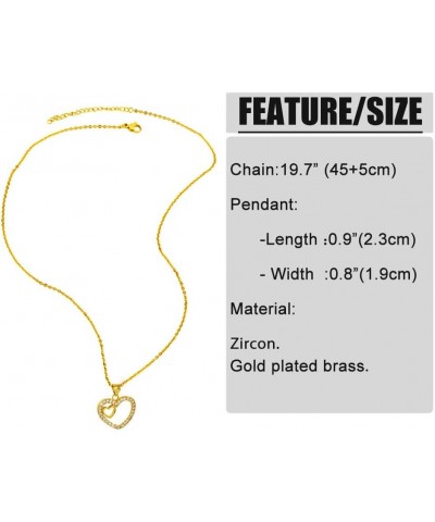 14K Gold Plated Heart Necklace for Women | Cubic Zirconia Heart Choker Necklace | Pearls Crystals Heart Necklace Style-2 $5.3...