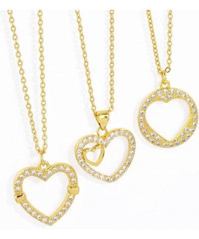 14K Gold Plated Heart Necklace for Women | Cubic Zirconia Heart Choker Necklace | Pearls Crystals Heart Necklace Style-2 $5.3...