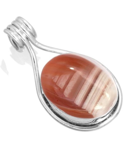 925 Sterling Silver Handmade Pendant for Women 12x16 Oval Gemstone Costume Silver Jewelry for Gift (99560_P) Botswana Agate $...