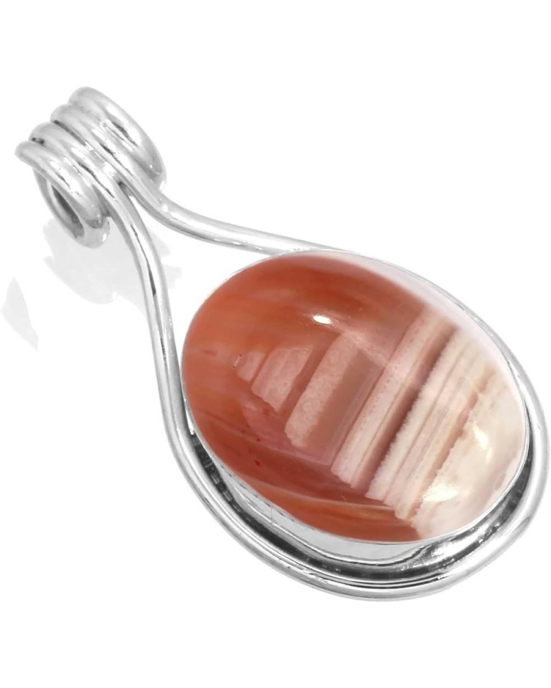 925 Sterling Silver Handmade Pendant for Women 12x16 Oval Gemstone Costume Silver Jewelry for Gift (99560_P) Botswana Agate $...