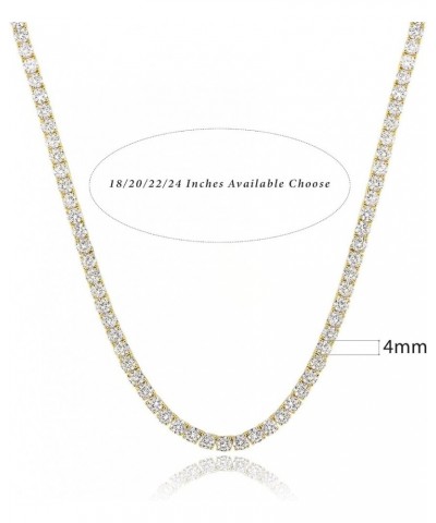 4mm Yellow Gold Tennis NeklaceGMESME 18K Gold Plated 4.0mm Cubic Zirconia Classic Tennis Necklace 16/18/20/22/24 Inch 20 inch...