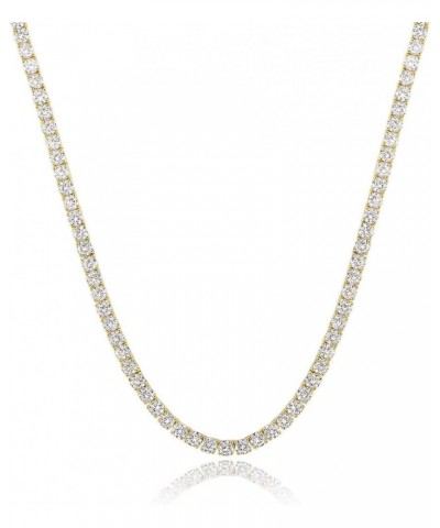 4mm Yellow Gold Tennis NeklaceGMESME 18K Gold Plated 4.0mm Cubic Zirconia Classic Tennis Necklace 16/18/20/22/24 Inch 20 inch...