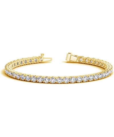 5 to 20 Carat LAB GROWN Classic Diamond Tennis Bracelet 4 Prong Ultra Premium Collection (E-F Color, VS2-SI1 Clarity) Yellow ...