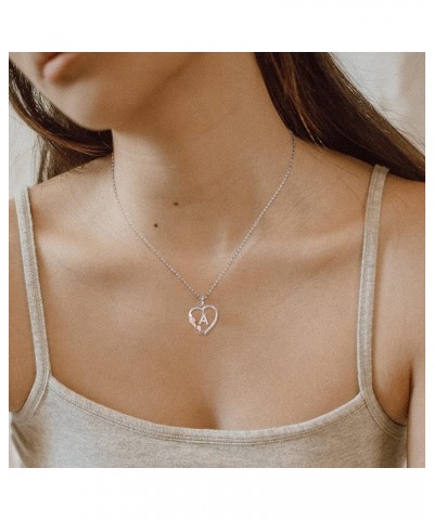 925 Sterling Silver Initial Necklaces for Women Girls, Rose Heart A-Z Initial Necklace Anniversary Birthday Gifts for Her Mot...