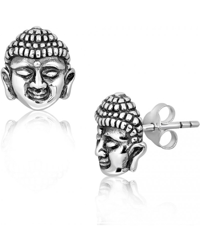 WithLoveSilver Soild Sterling Silver 925 Buddha Face Stud Earrings $14.28 Earrings