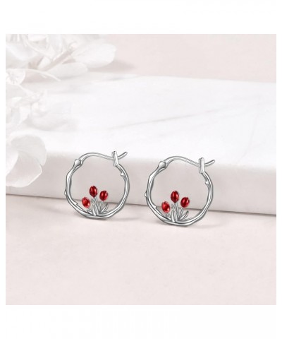 925 Sterling Silver Small Hoop Earrings Hypoallergenic Earring Jewelry for Sensitive Ears Tulip $14.08 Earrings