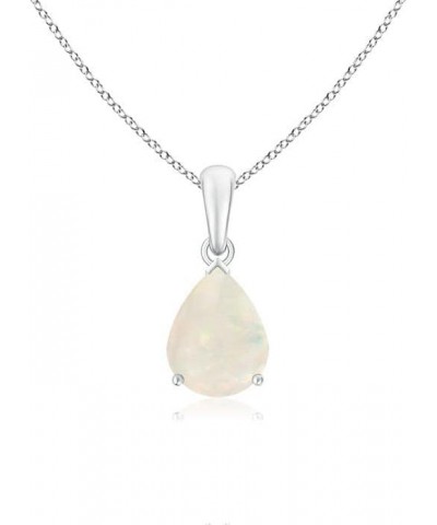 Natural Opal Solitaire Pendant Necklace for Women, Girls in 14K Solid Gold/Platinum | October Birthstone | Jewelry Gift for H...