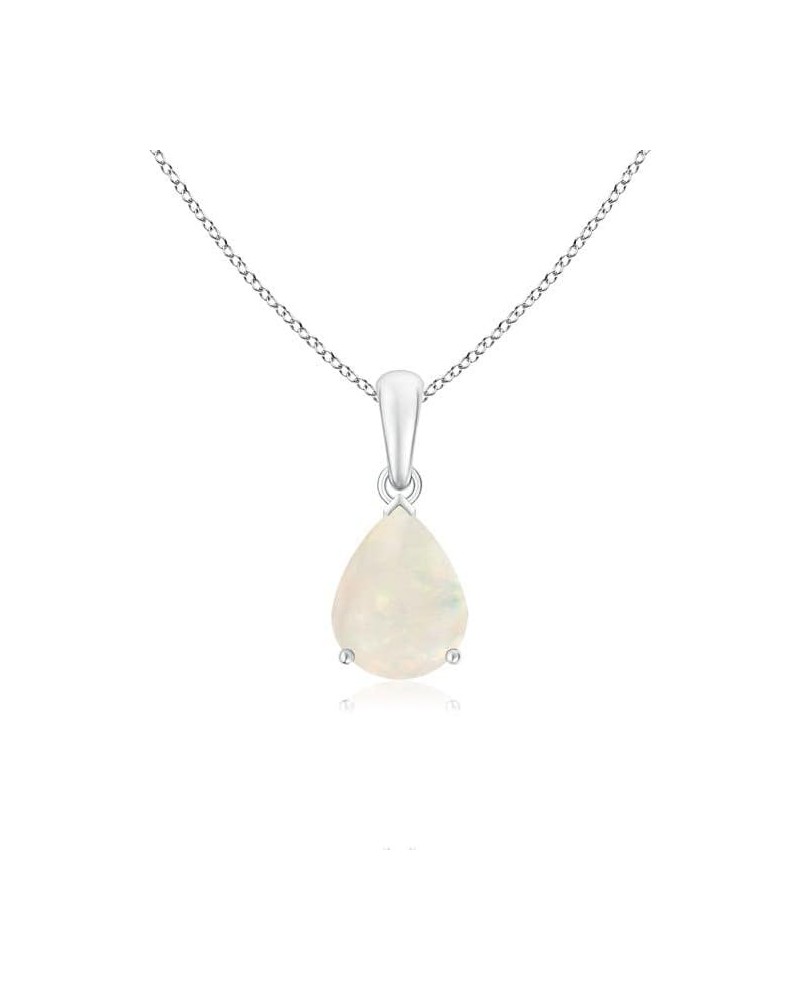 Natural Opal Solitaire Pendant Necklace for Women, Girls in 14K Solid Gold/Platinum | October Birthstone | Jewelry Gift for H...