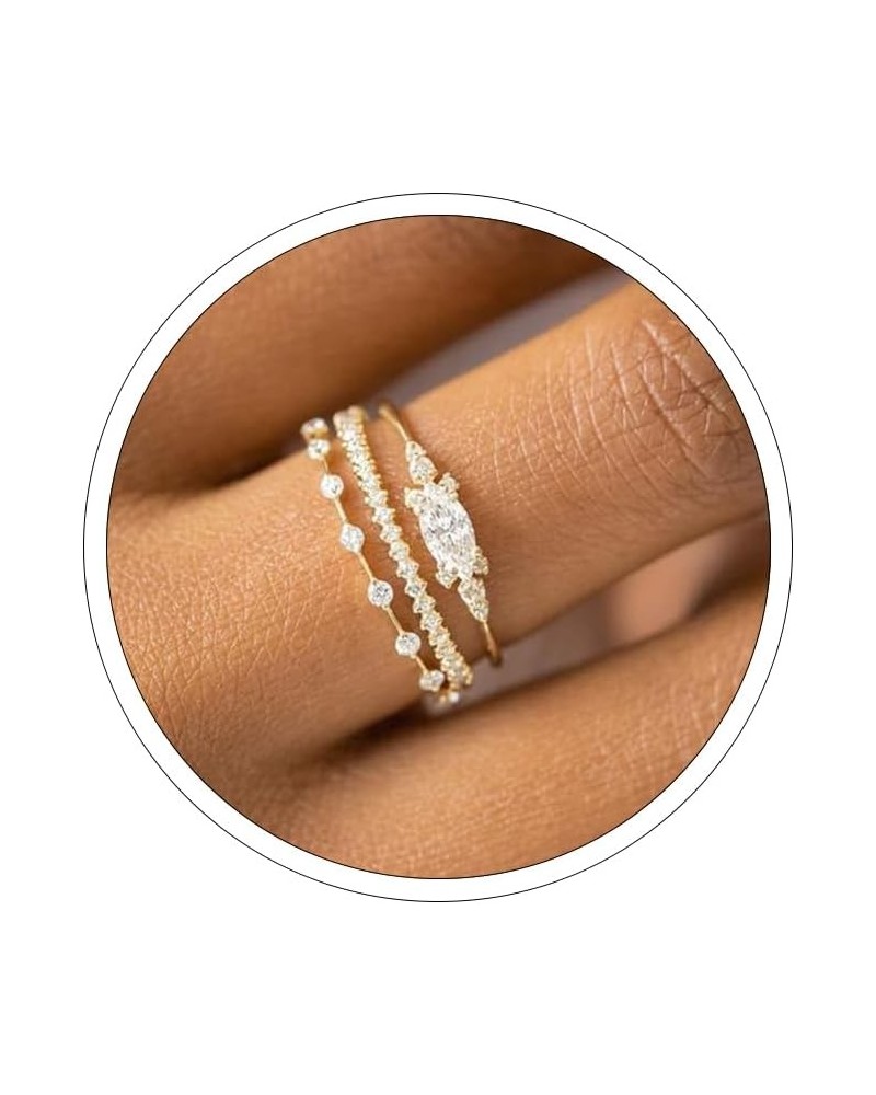 Gold Rings for Womem 14k Gold Dainty Ring for Girls Size 6-11 Cubic Zirconia Gold Rings Set Wedding Rings for Women 7 Gold-02...