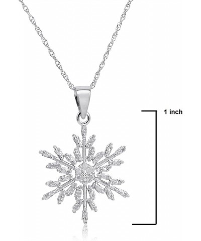 Diamond Accent Snowflake Pendant Necklace in Sterling Silver on an 18 inch Sterling Silver Chain | Womens Diamond Necklaces |...