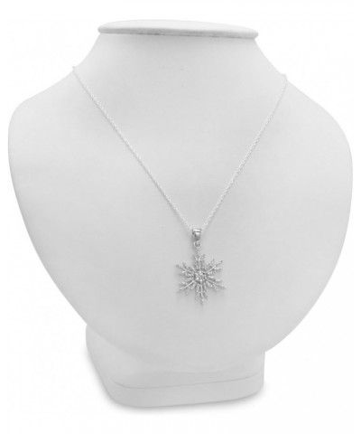 Diamond Accent Snowflake Pendant Necklace in Sterling Silver on an 18 inch Sterling Silver Chain | Womens Diamond Necklaces |...