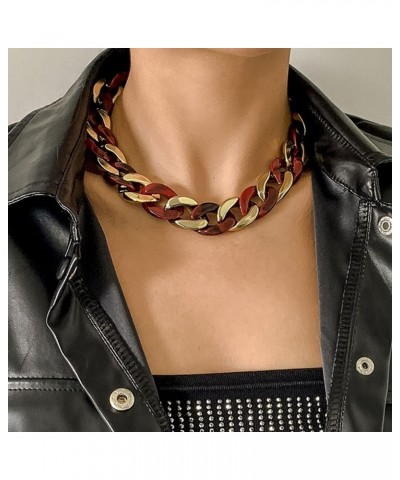 Acrylic Resin Necklace Link Chain Choker Necklace Punk Chunky Necklace for Women and Girls Red $8.25 Necklaces