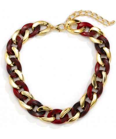 Acrylic Resin Necklace Link Chain Choker Necklace Punk Chunky Necklace for Women and Girls Red $8.25 Necklaces