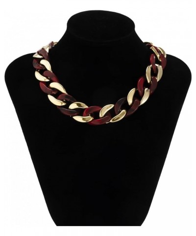 Acrylic Resin Necklace Link Chain Choker Necklace Punk Chunky Necklace for Women and Girls Red $8.25 Necklaces