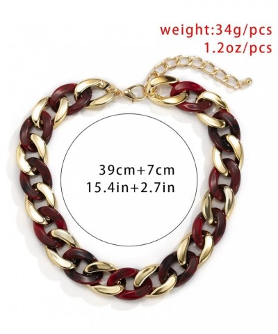 Acrylic Resin Necklace Link Chain Choker Necklace Punk Chunky Necklace for Women and Girls Red $8.25 Necklaces