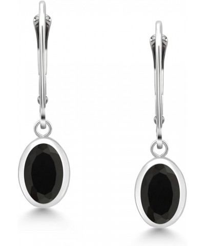 925 Sterling Silver Oval 8X6MM Gemstone Birthstone Drop Dangle Leverback Earrings For Women Onyx $28.00 Earrings