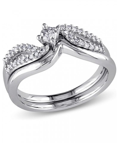 Ritika Round Cut White Diamond Bypass Fancy Anniversary Bridal Ring Set 14k White Gold Finish $48.30 Sets