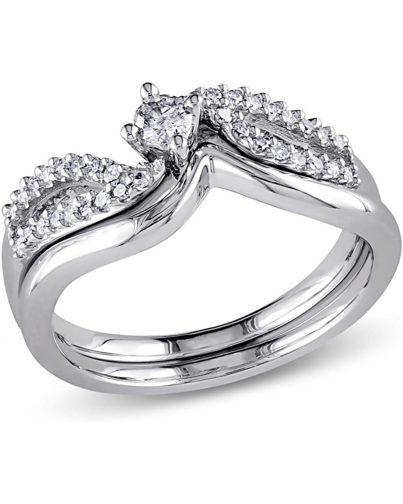 Ritika Round Cut White Diamond Bypass Fancy Anniversary Bridal Ring Set 14k White Gold Finish $48.30 Sets