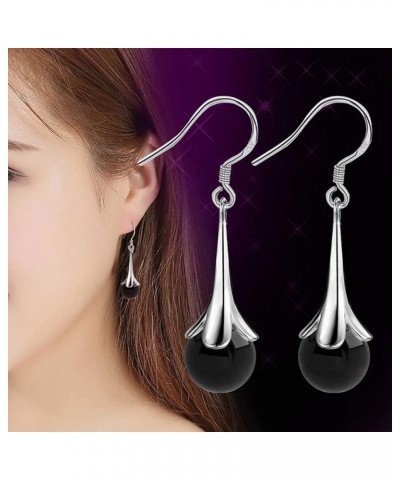 CHoppyWAVE Earrings for Women Fashion,Trumpet Flower Faux Moonstone Long Dangle Women Hook Earrings Jewelry Red $4.63 Earrings