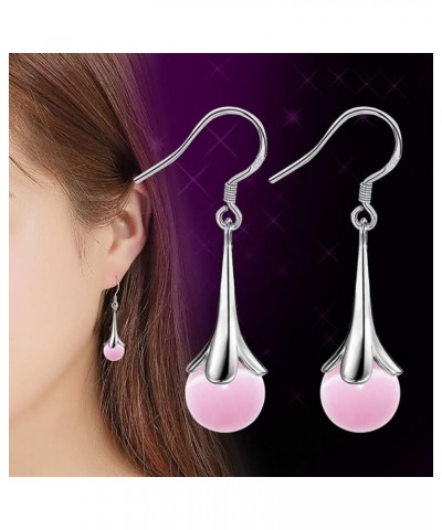 CHoppyWAVE Earrings for Women Fashion,Trumpet Flower Faux Moonstone Long Dangle Women Hook Earrings Jewelry Red $4.63 Earrings