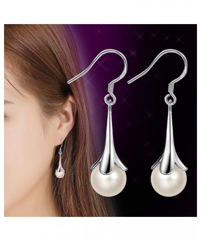 CHoppyWAVE Earrings for Women Fashion,Trumpet Flower Faux Moonstone Long Dangle Women Hook Earrings Jewelry Red $4.63 Earrings