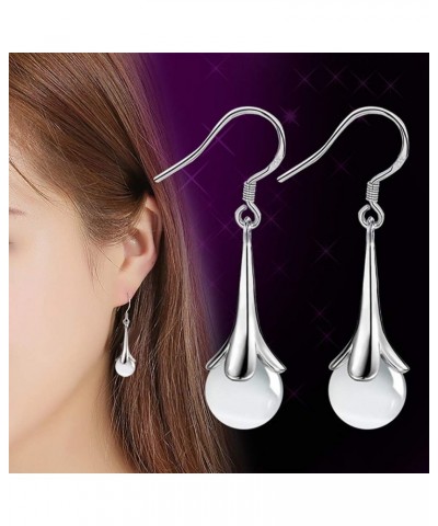 CHoppyWAVE Earrings for Women Fashion,Trumpet Flower Faux Moonstone Long Dangle Women Hook Earrings Jewelry Red $4.63 Earrings