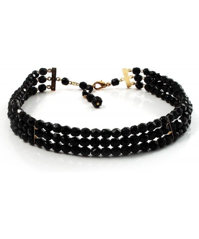 3 Strand Black Glass Bead Choker Necklace (Gold Tone) $21.89 Necklaces