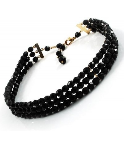 3 Strand Black Glass Bead Choker Necklace (Gold Tone) $21.89 Necklaces