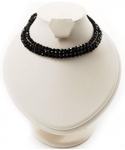 3 Strand Black Glass Bead Choker Necklace (Gold Tone) $21.89 Necklaces