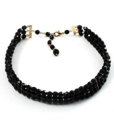 3 Strand Black Glass Bead Choker Necklace (Gold Tone) $21.89 Necklaces