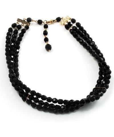 3 Strand Black Glass Bead Choker Necklace (Gold Tone) $21.89 Necklaces