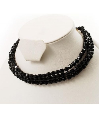 3 Strand Black Glass Bead Choker Necklace (Gold Tone) $21.89 Necklaces