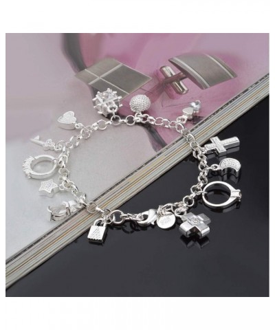 S925 Silver Thirteen Hanging Pieces Bracelet for Women Gift Bracelets & Bangles Jewelry $7.28 Bracelets