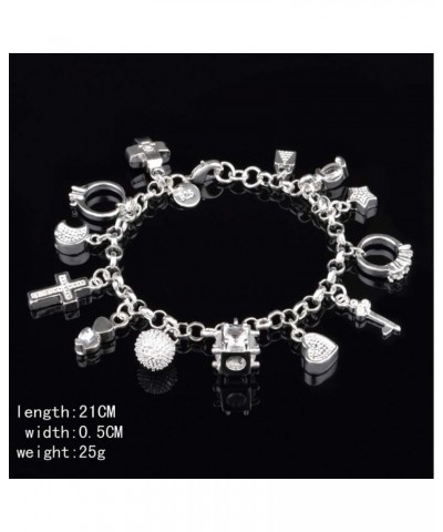 S925 Silver Thirteen Hanging Pieces Bracelet for Women Gift Bracelets & Bangles Jewelry $7.28 Bracelets